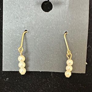 Monet Gold-Tone Earrings with Ivory Pearls